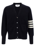 Thom Browne 4-Bar Striped Virgin Wool Cardigan — Black