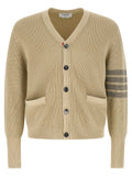 Thom Browne Garment-Dyed Cotton Cardigan — Cream