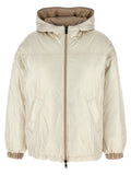 Brunello Cucinelli Laminated Reversible Down Jacket — Cream