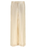 Brunello Cucinelli Lamé Linen Trousers — Cream