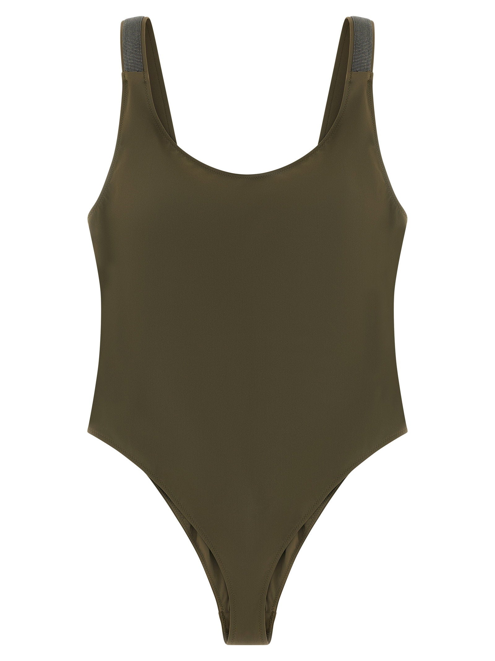 Brunello Cucinelli One-Piece Swimsuit — Olive