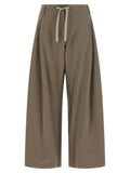 Brunello Cucinelli Wide-Leg Interlock Cotton Trousers — Taupe