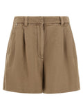 Brunello Cucinelli Garment-Dyed Cotton and Linen Shorts — Beige