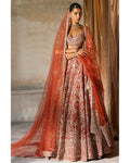 The Vintage Matsya Palace Tangerine Lehenga Set By KYNAH, Luxury Indian Fashion & Bridal Wear
