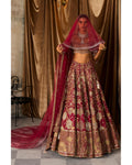 The Vintage Lotus Pond Scarlet Lehenga Set By KYNAH, Luxury Indian Fashion & Bridal Wear
