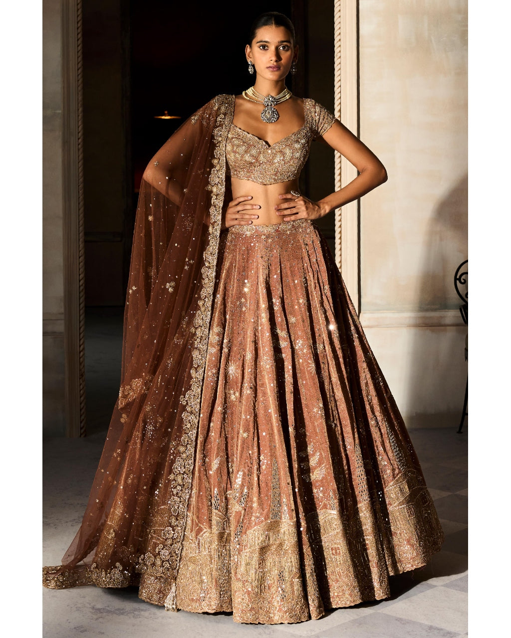 Tuscan Pardise Old World Tangerine Lehenga Set By KYNAH, Luxury Indian Fashion & Bridal Wear
