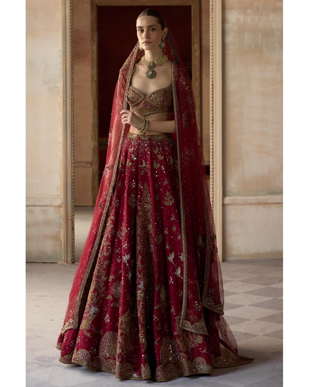 The Royal Tree of Life Scarlet Lehenga Set By KYNAH, Luxury Indian Fashion & Bridal Wear