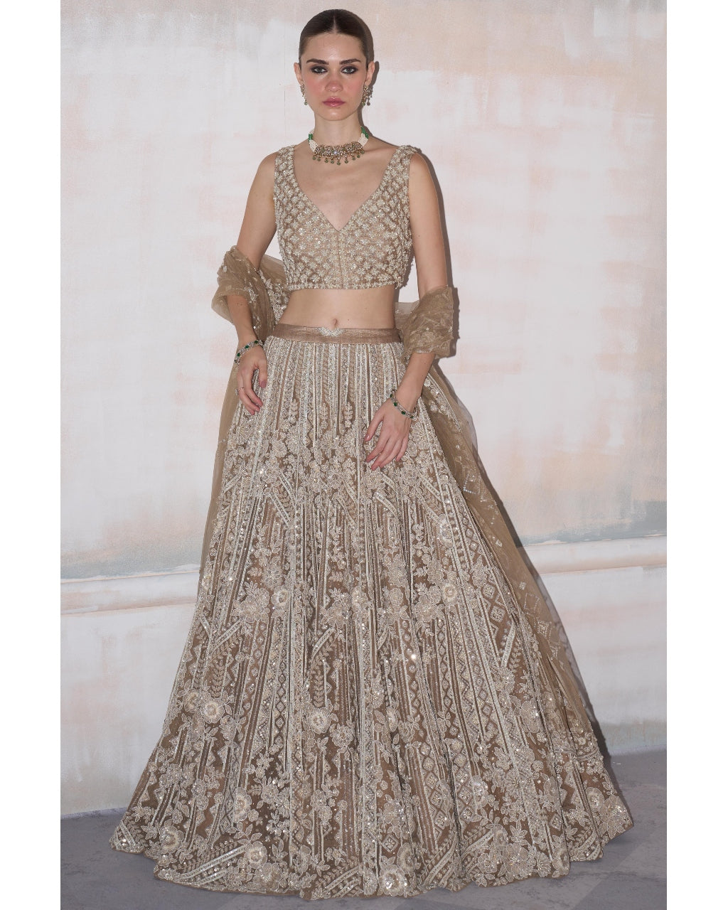 The Eden Pearl Limestone Lehenga Set By KYNAH, Luxury Indian Fashion & Bridal Wear