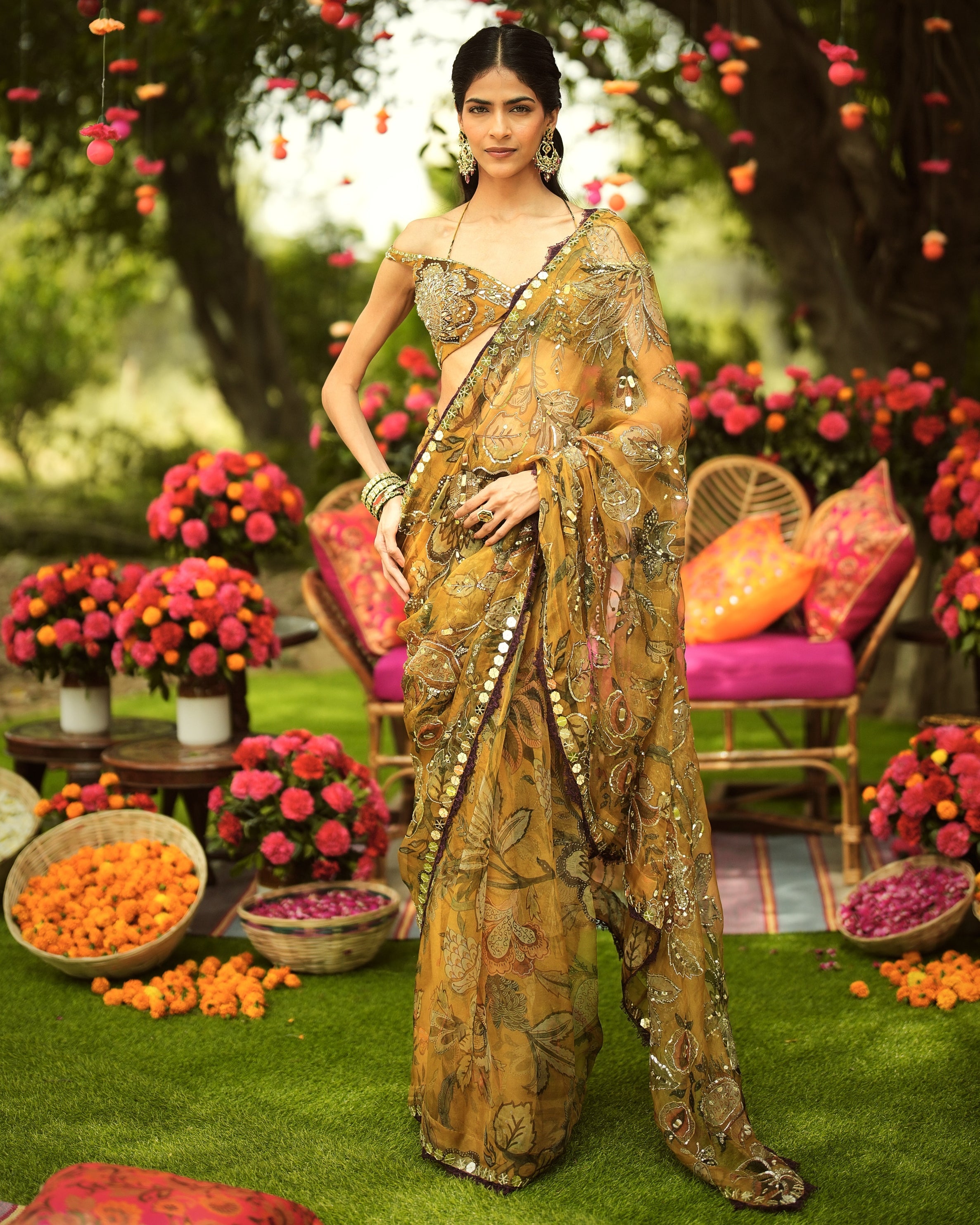 Nazima Pre Draped Sari Set By KYNAH, Luxury Indian Fashion & Bridal Wear
