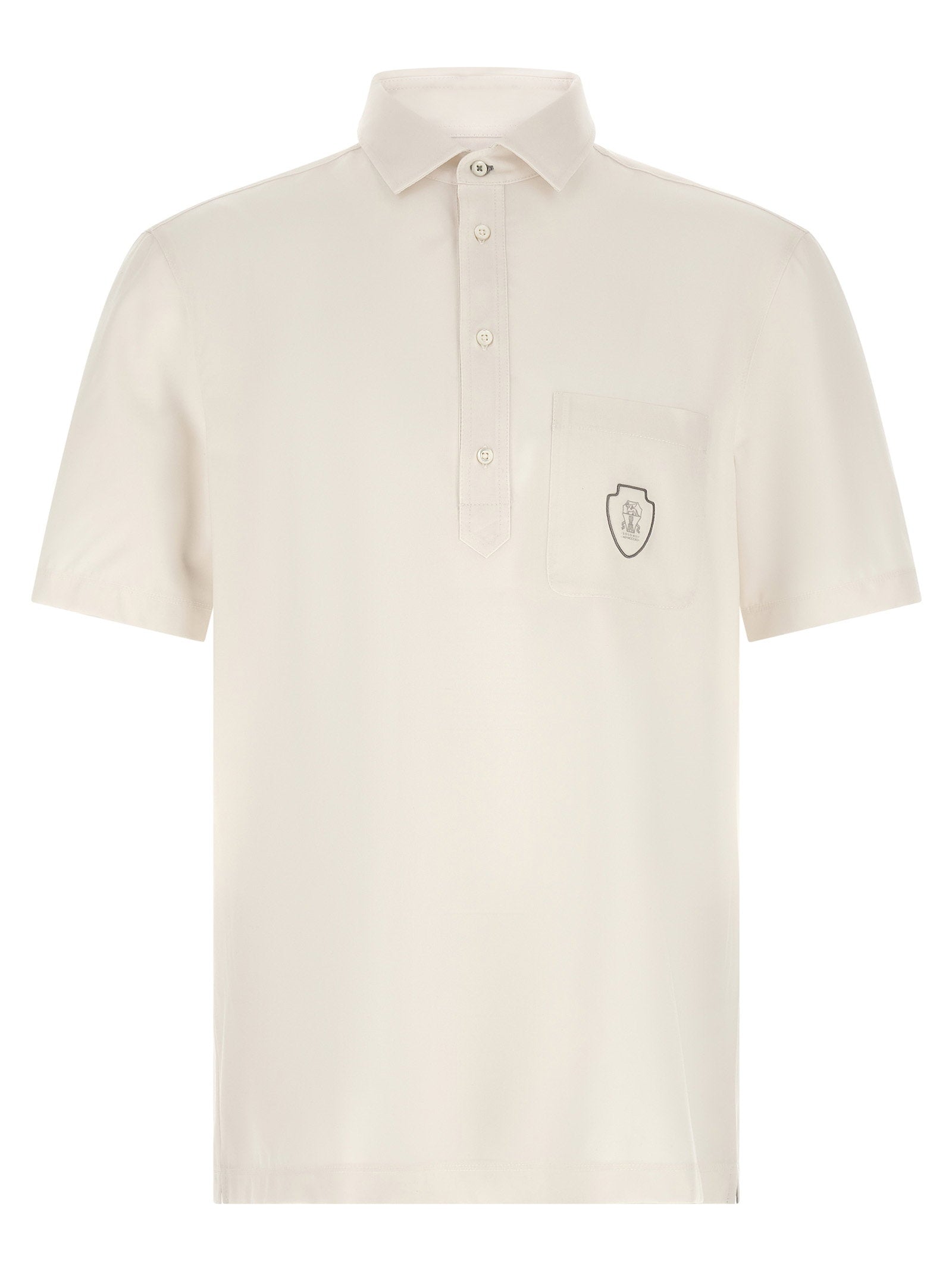 Brunello Cucinelli Heraldic Logo Polo — Cream