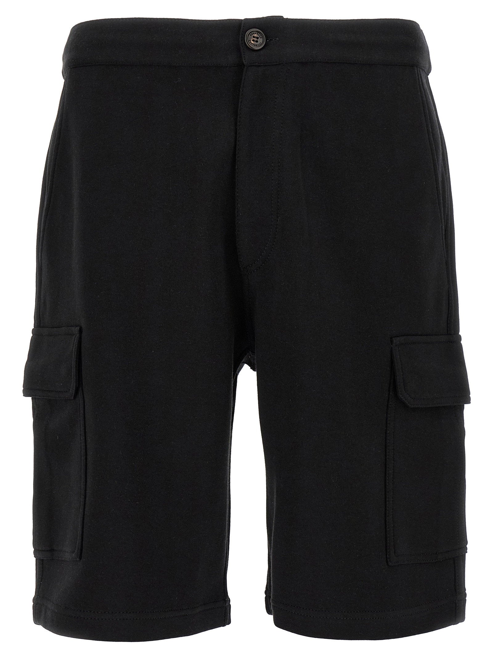 Brunello Cucinelli Cargo Cotton Blend Bermuda Shorts — Black