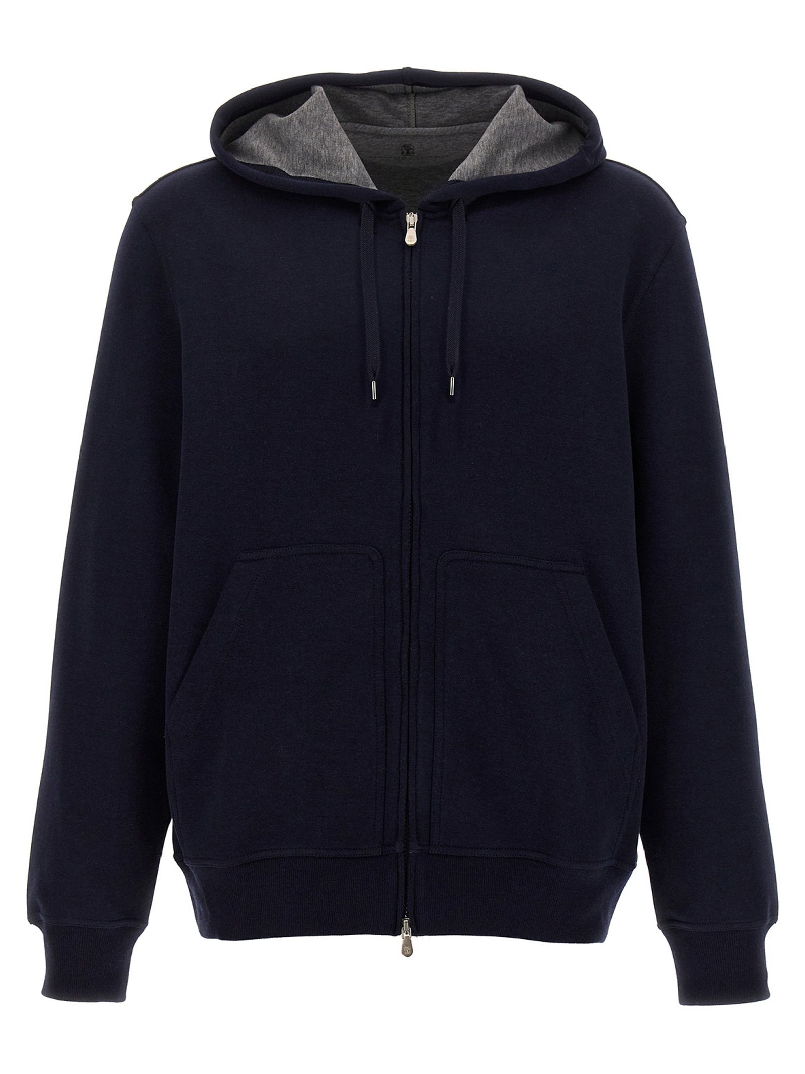 Brunello Cucinelli Cotton Blend Hoodie — Navy