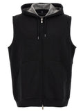 Brunello Cucinelli Hooded Cotton-Blend Vest — Black