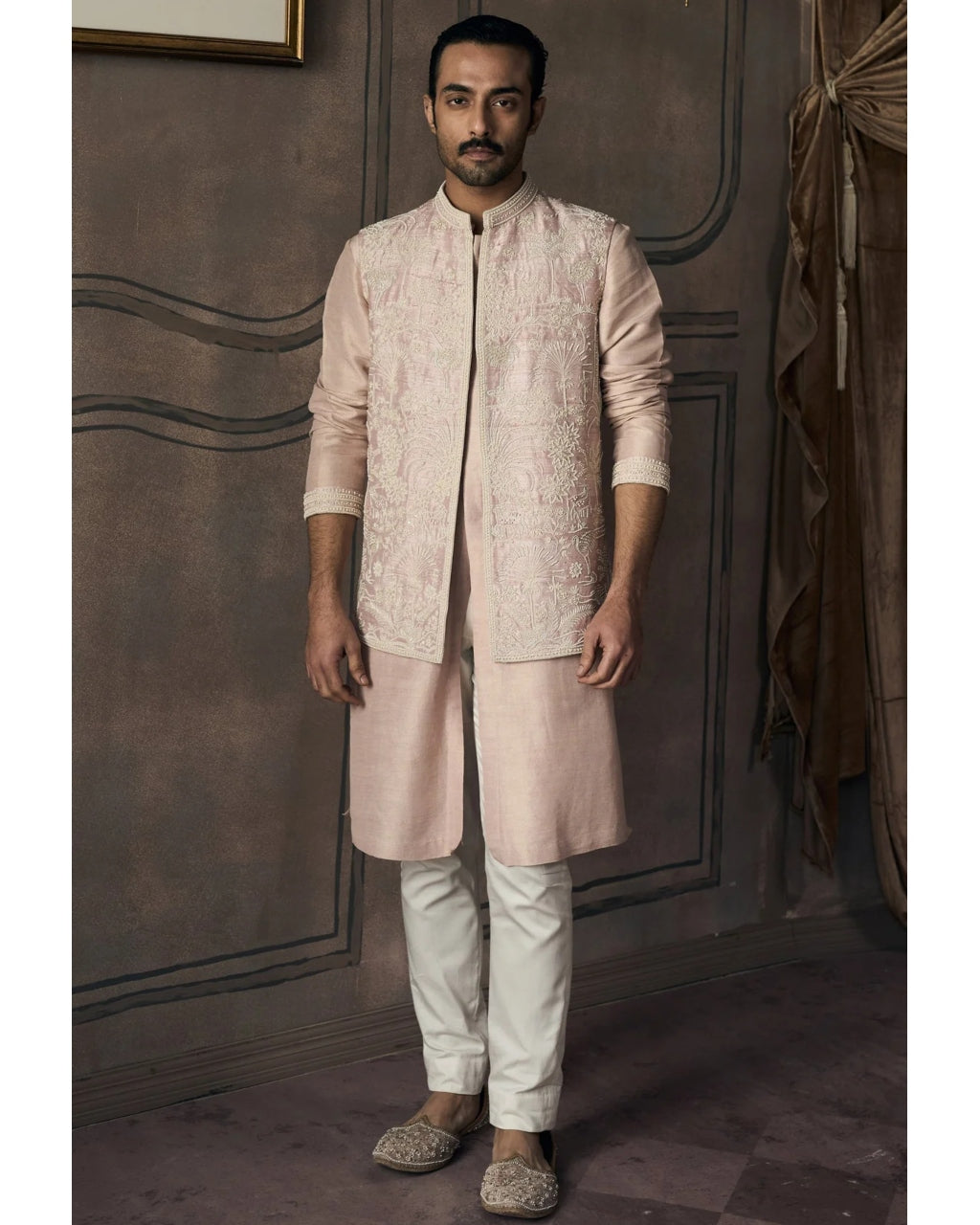 The La Creme' Masai Aged Peach Bandi Set By KYNAH, Luxury Indian Fashion & Bridal Wear