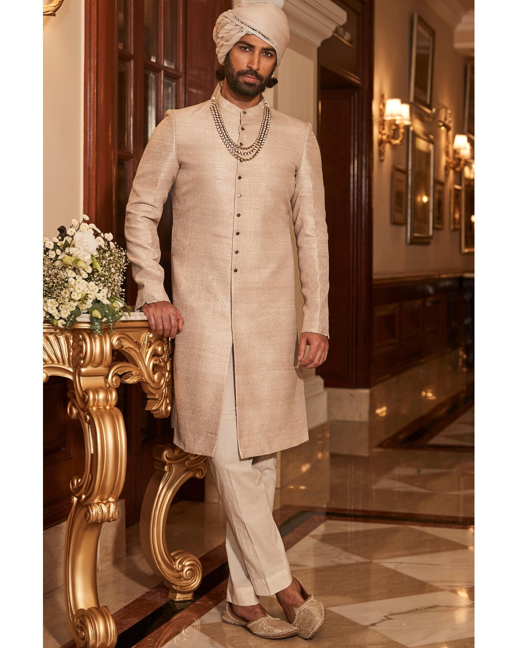 The Vintage Royal Ivory Sherwani Set By KYNAH, Luxury Indian Fashion & Bridal Wear