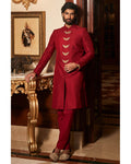 The Wings Of Paradise Scarlet Sherwani Set By KYNAH, Luxury Indian Fashion & Bridal Wear