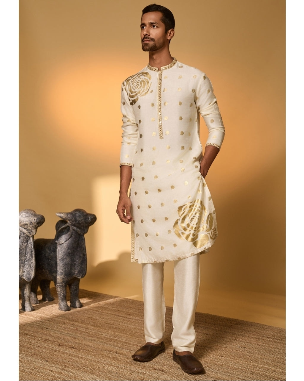 Ivory Rose Blush Kurta By KYNAH, Luxury Indian Fashion & Bridal Wear