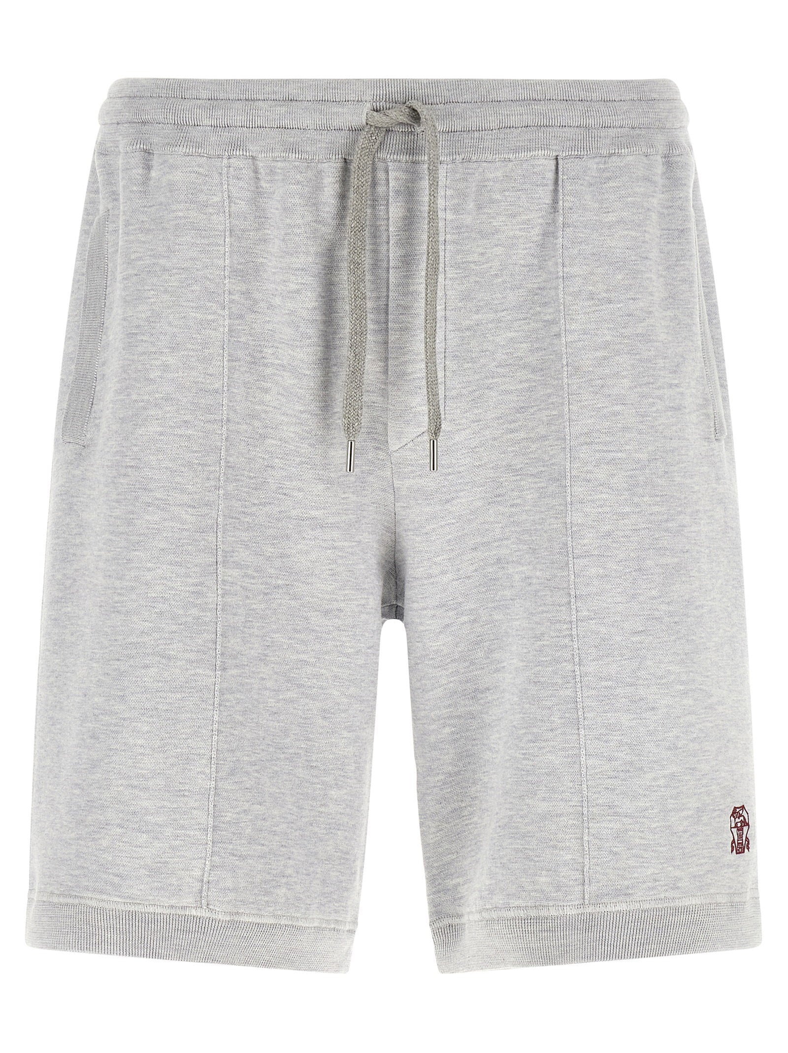 Brunello Cucinelli Double Knit Silk-Cotton Bermuda Shorts — Grey