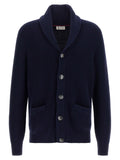 Brunello Cucinelli Malfilé Cotton Cardigan — Navy