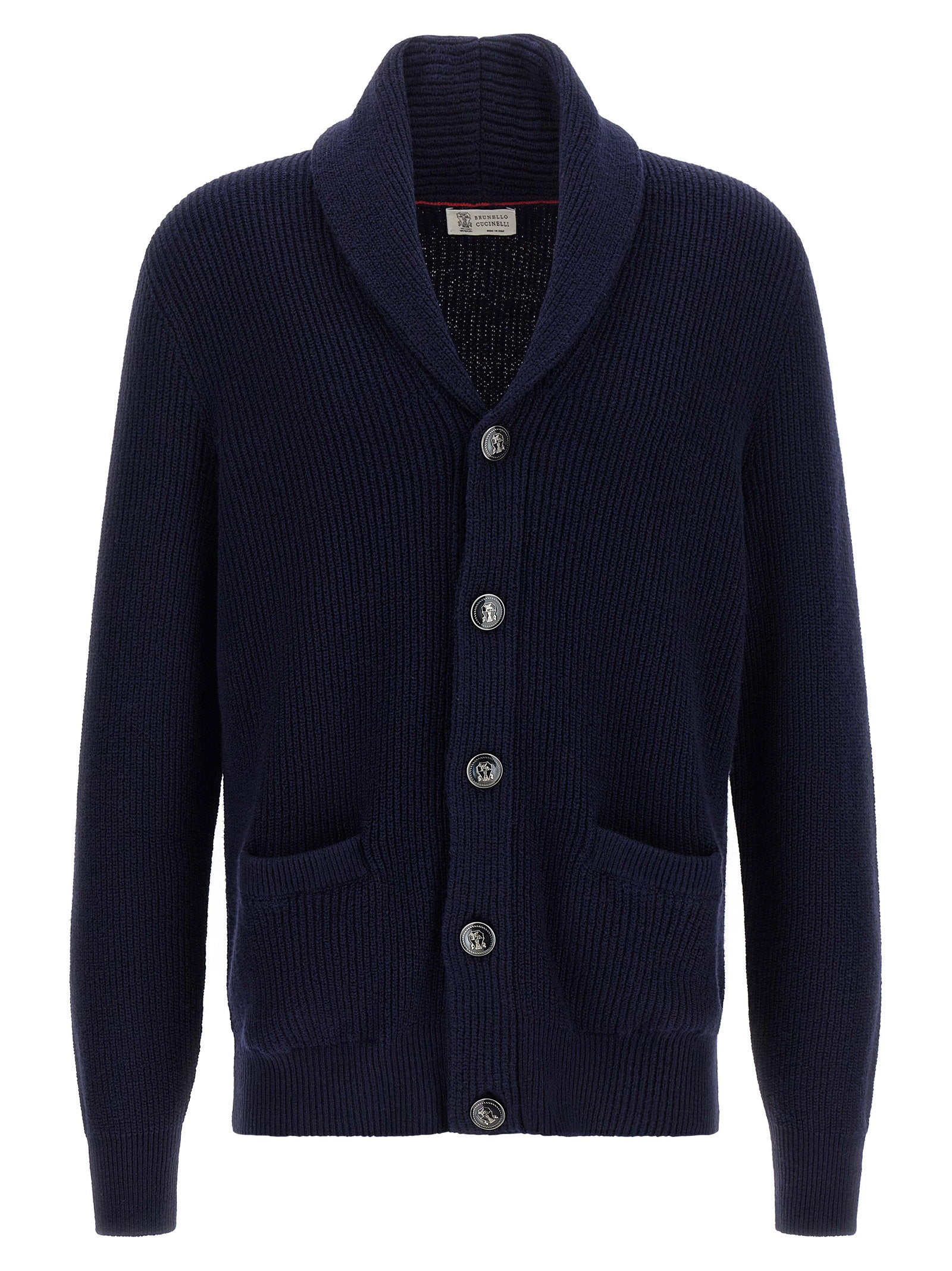 Brunello Cucinelli Malfilé Cotton Cardigan — Navy