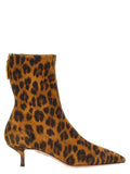 Aquazzura Leopard Suede Ankle Boot — Camel
