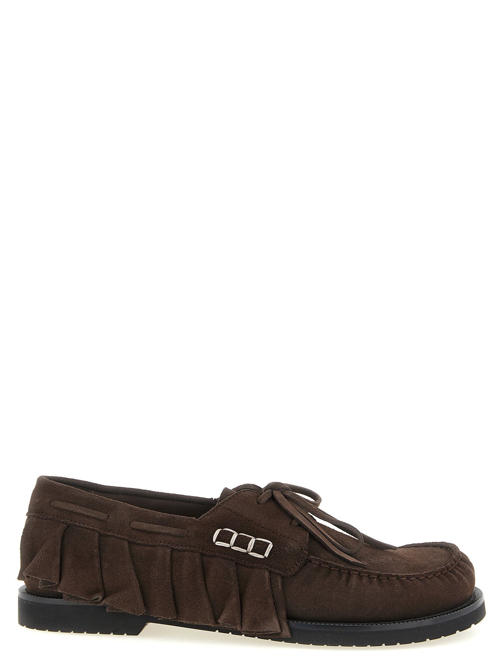 J.w.anderson Suede Ruffle Loafer — Brown