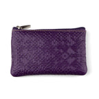 Purple Leather Coin Purse with Keychain