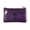 Purple Leather Coin Purse with Keychain