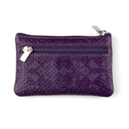Purple Leather Coin Purse with Keychain
