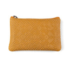Mustard Leather Coin Purse with Keychain