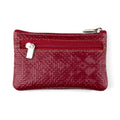 Red leather coin purse with keychain