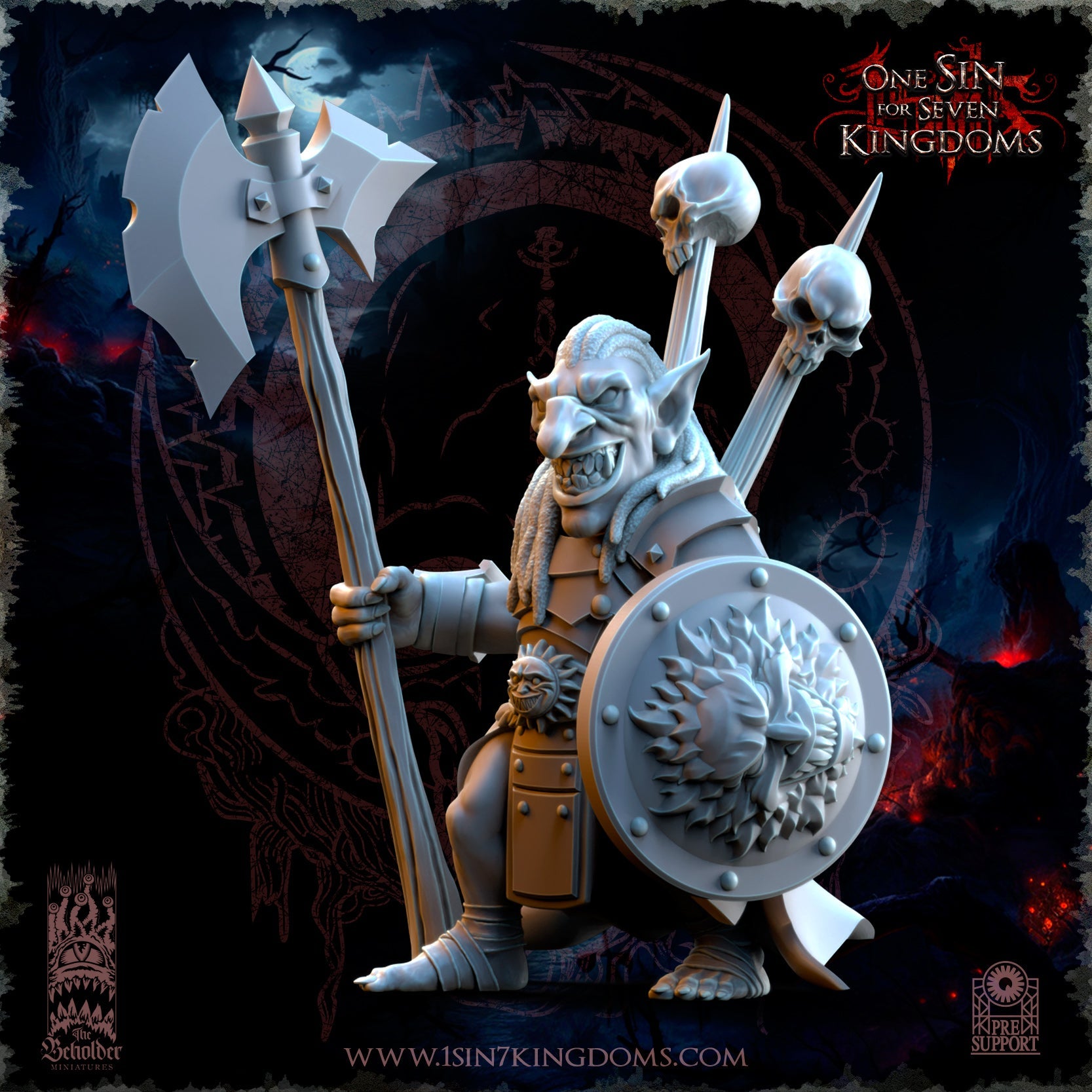 Mortus, The Black Horde Goblin Warlord , The Beholder Miniatures