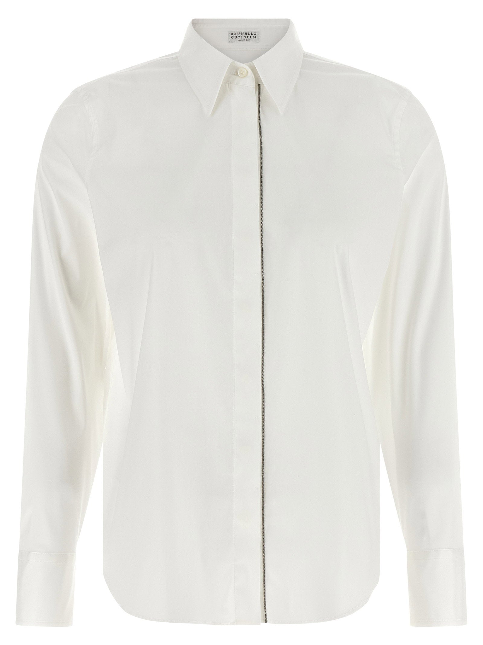 Brunello Cucinelli Shiny Trim Shirt — White