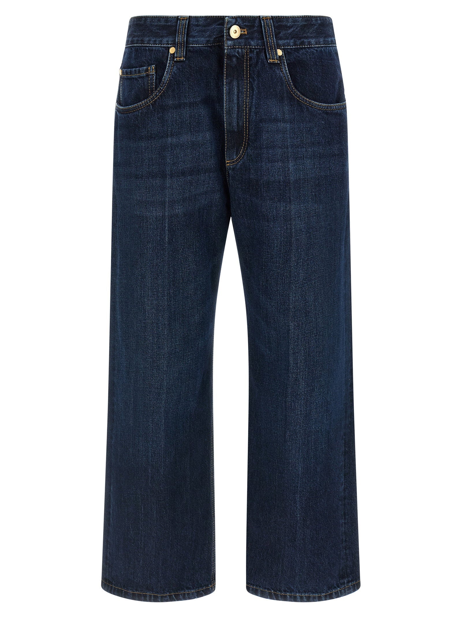 Brunello Cucinelli Stone-Washed Denim Jeans — Navy