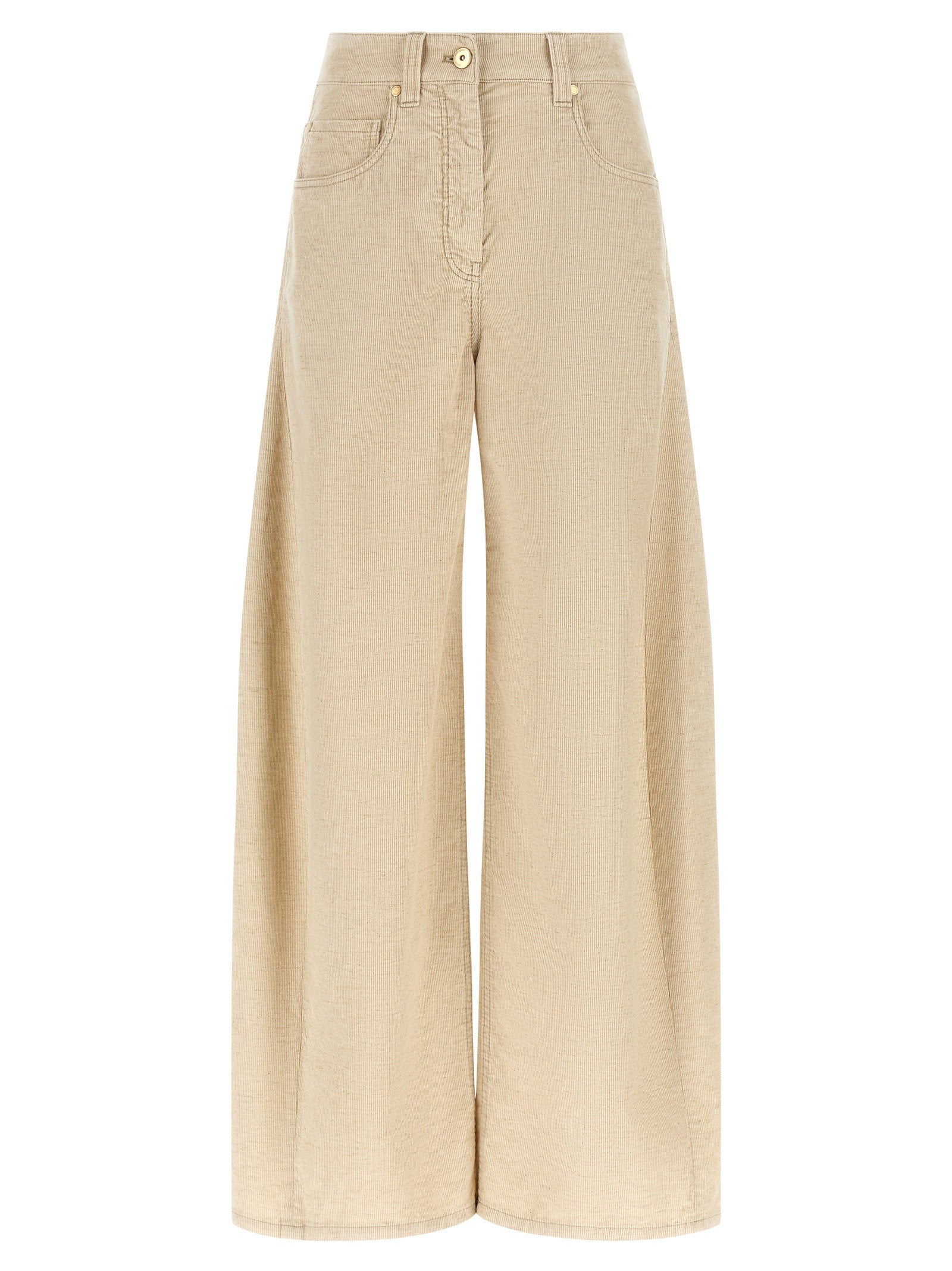 Brunello Cucinelli The Wide Barrel Trousers — Beige