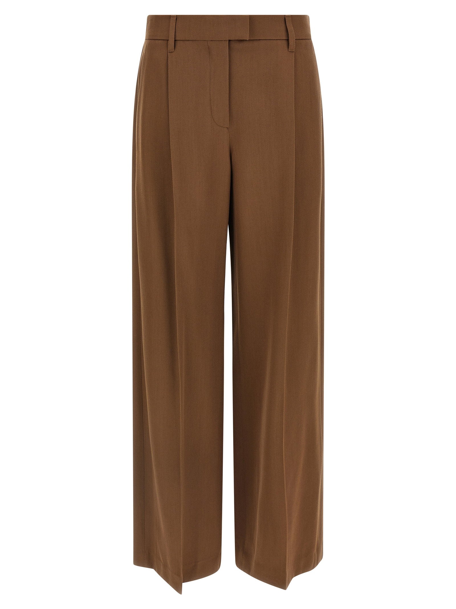 Brunello Cucinelli Virgin Wool Blend Trousers — Brown