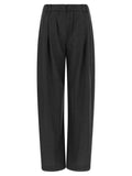 Brunello Cucinelli Double-Pleated Wool Trousers — Charcoal