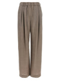 Brunello Cucinelli Pleated Virgin Wool Trousers — taupe