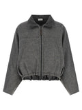 Brunello Cucinelli Mélange Wool Crop Jacket — Charcoal
