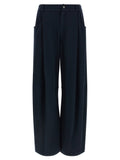 Brunello Cucinelli Cotton-Silk Blend Trousers — Navy