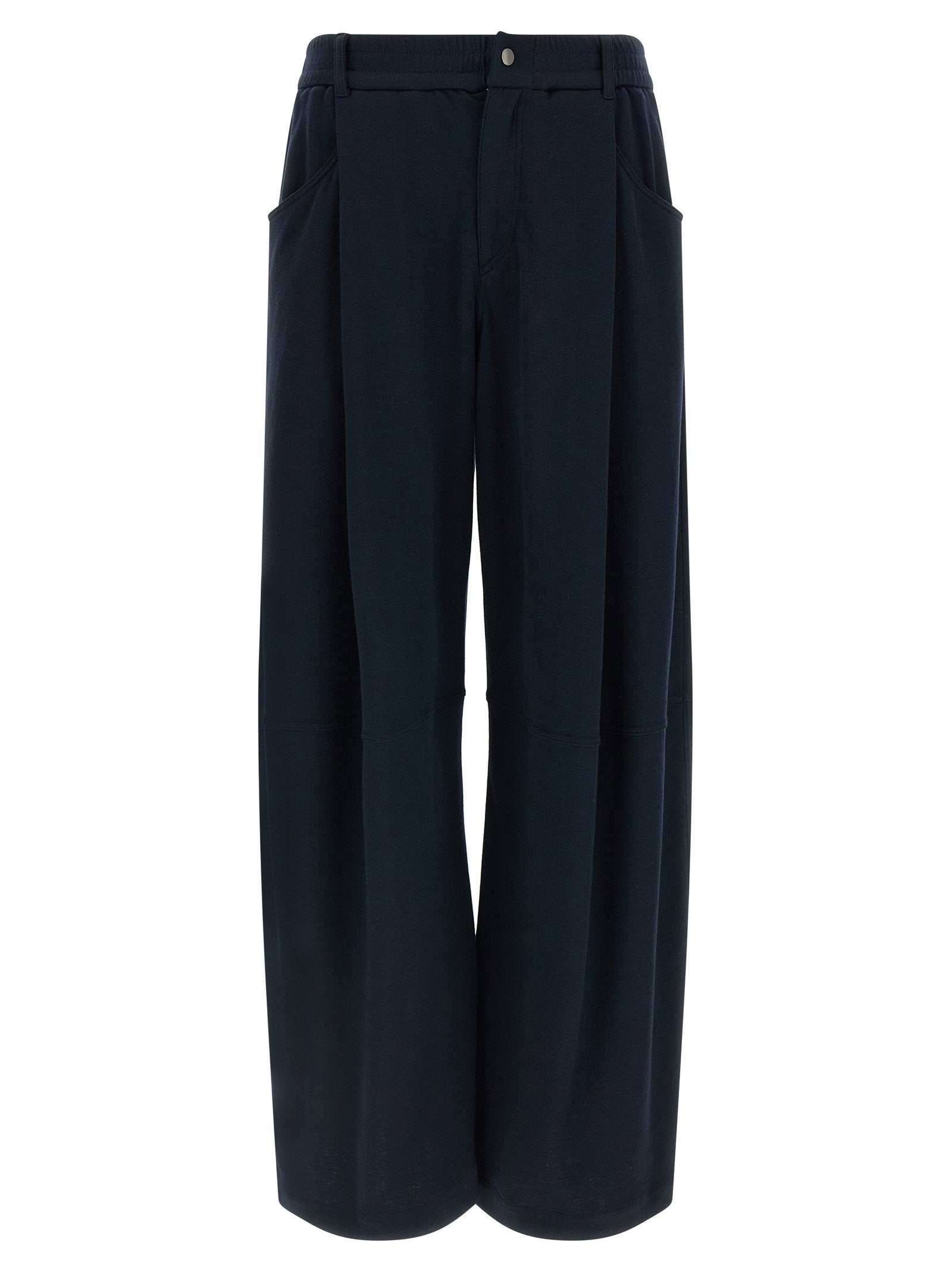 Brunello Cucinelli Cotton-Silk Blend Trousers — Navy