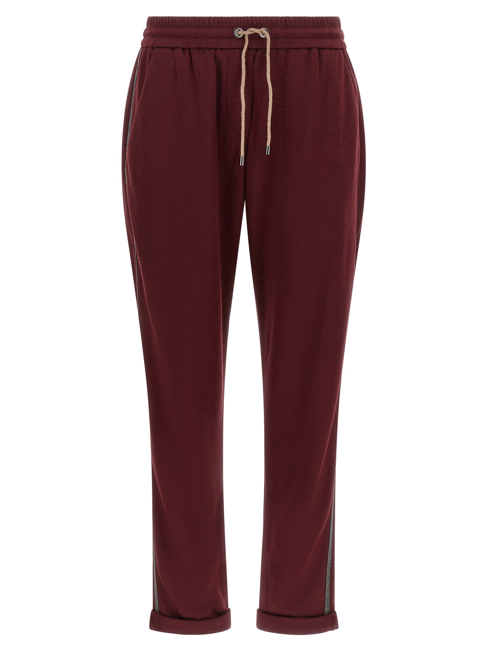 Brunello Cucinelli Track Joggers — Burgundy