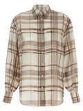 Brunello Cucinelli Check Silk Shirt — Beige