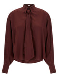 Brunello Cucinelli Silk with Removable Tie Shirt — Burgundy