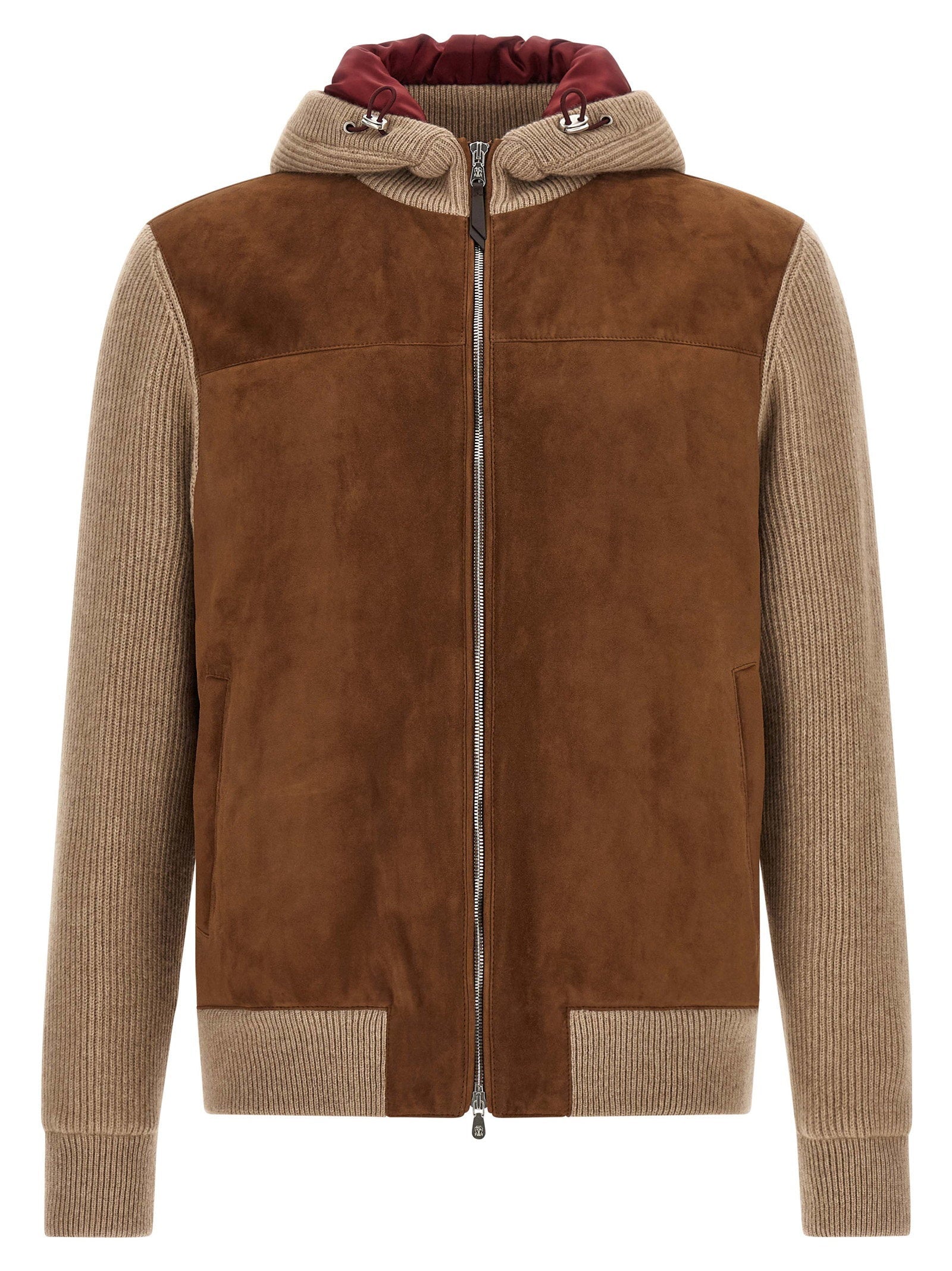 Brunello Cucinelli Suede and Cashmere Bomber Jacket — Brown