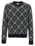 Casablanca Monogram Jacquard Mohair Sweater — Black