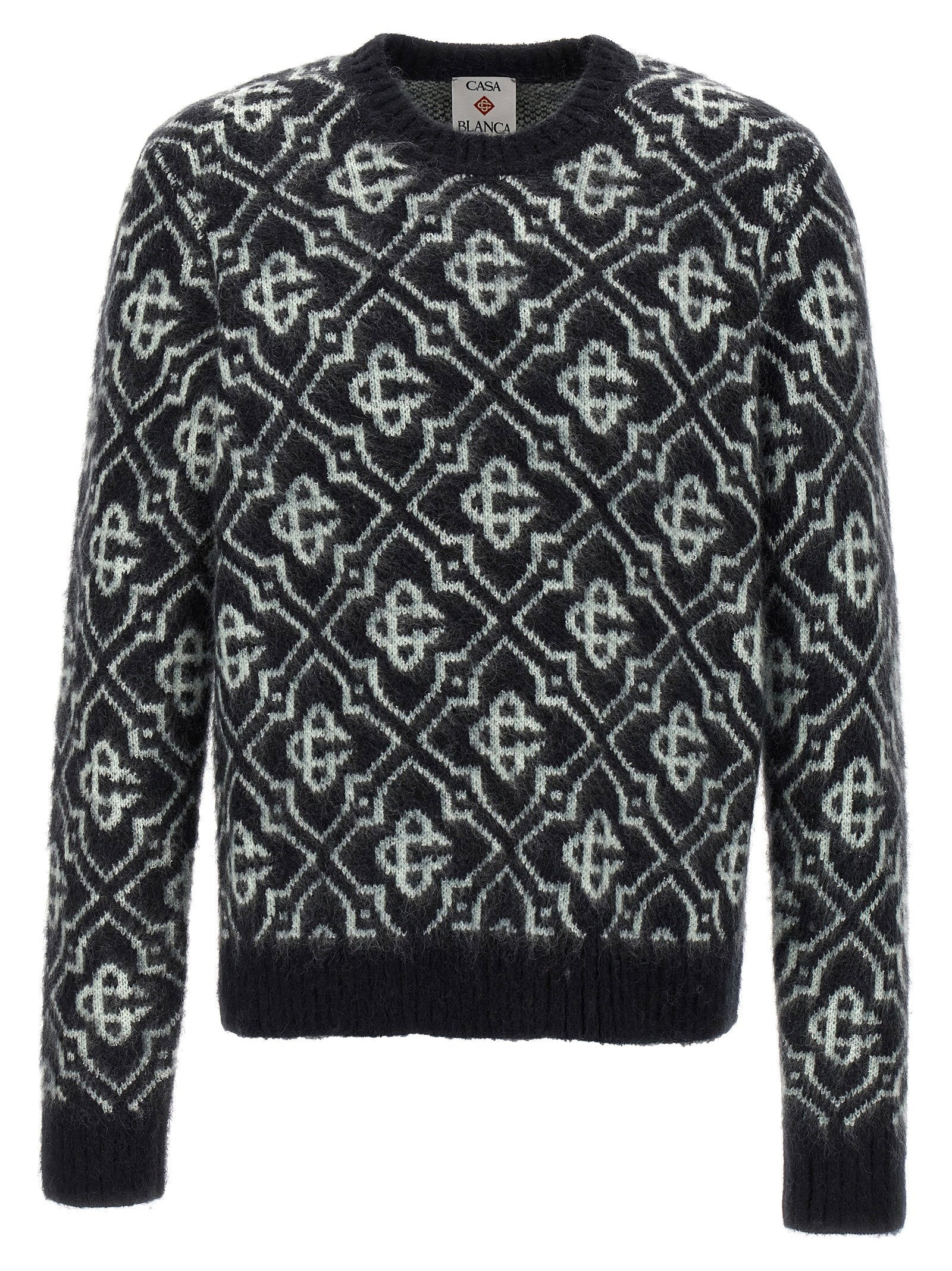 Casablanca Monogram Jacquard Mohair Sweater — Black