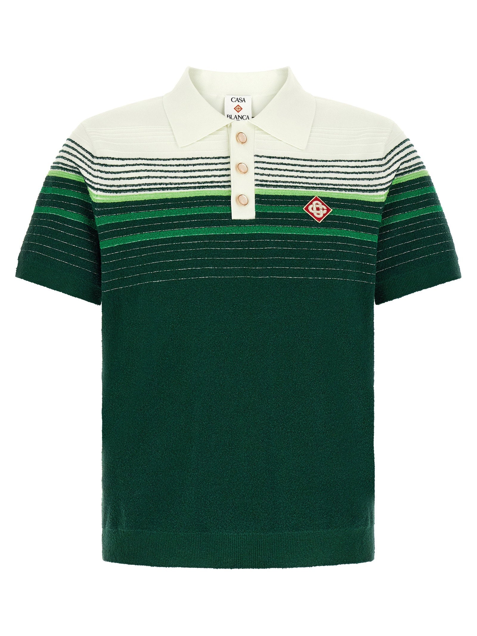 Casablanca Bouclé Striped Polo — green