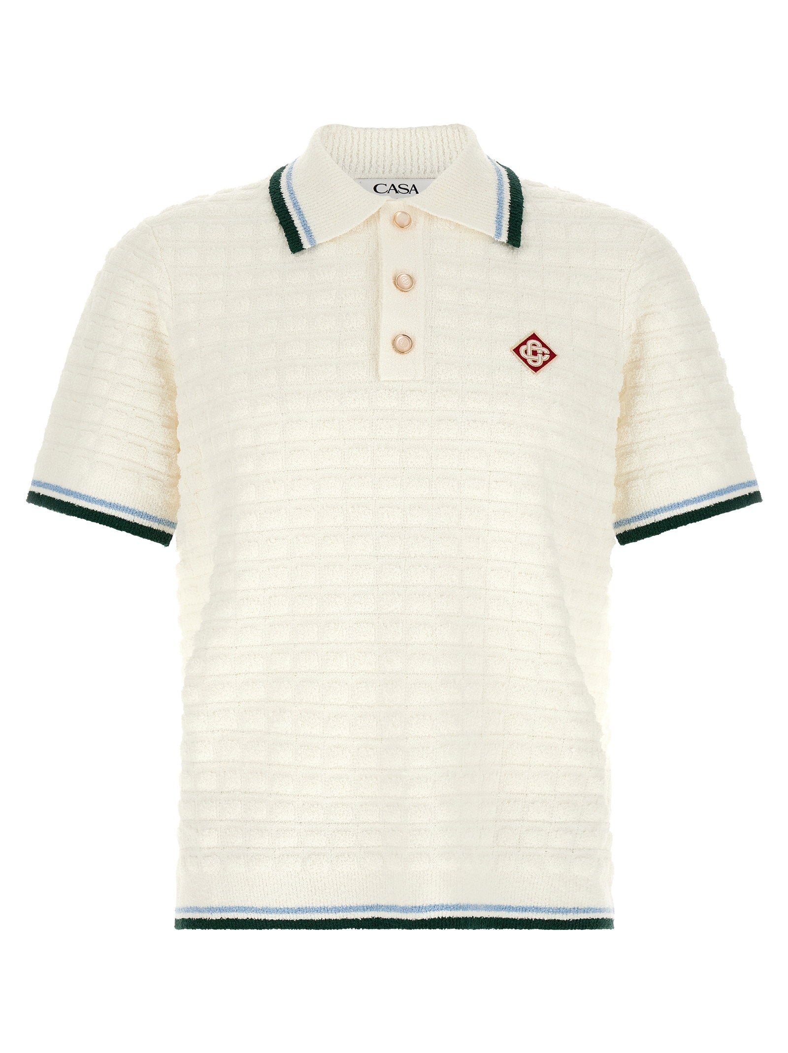 Casablanca Bouclé Polo Shirt — Ivory