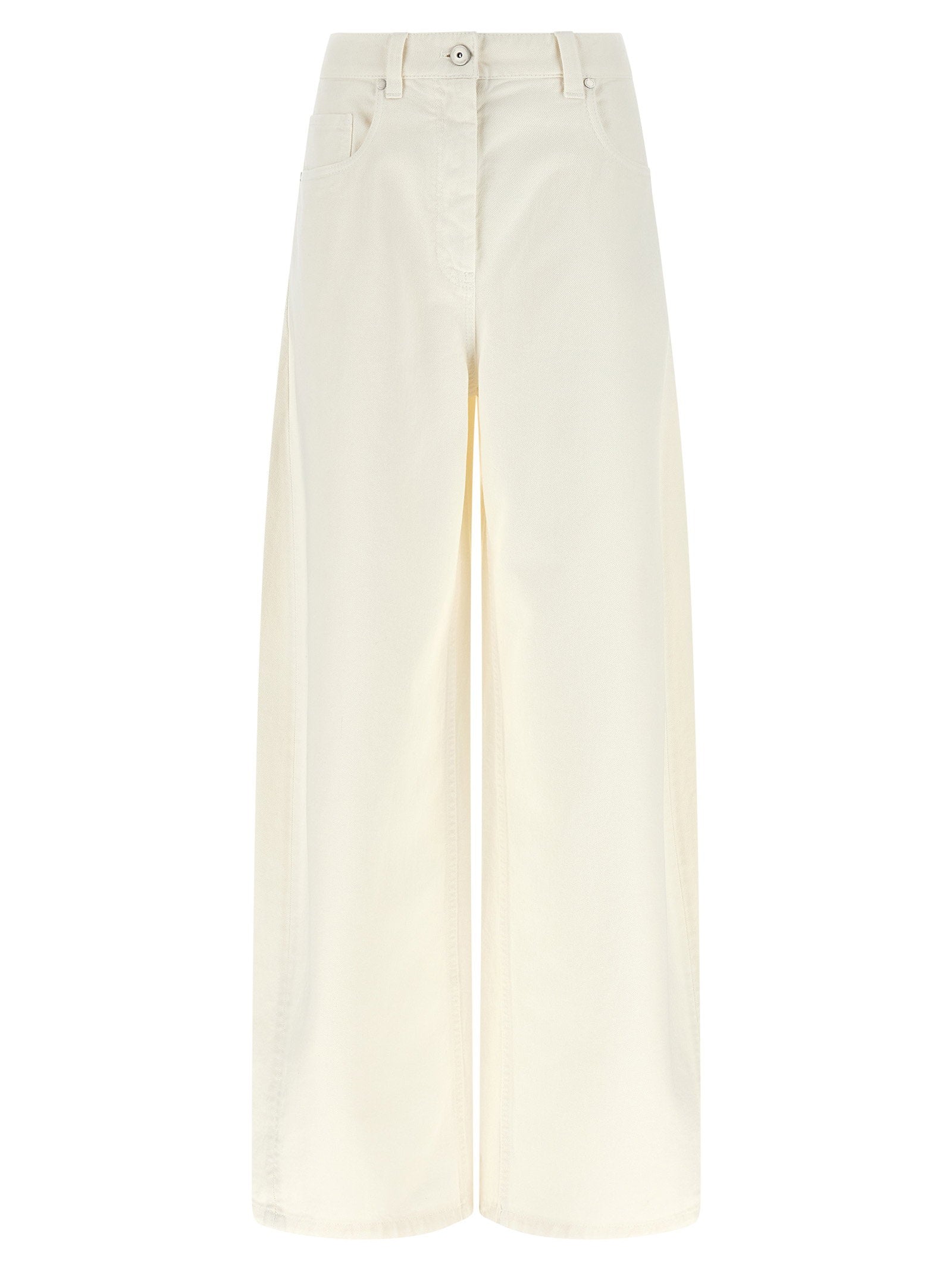 Brunello Cucinelli The Wide Barrel Jeans — Cream